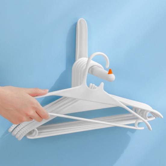 Wall Mount Clothes Hanger Storage Rack Punch-free Installation Folding Plastic Hanger Holder