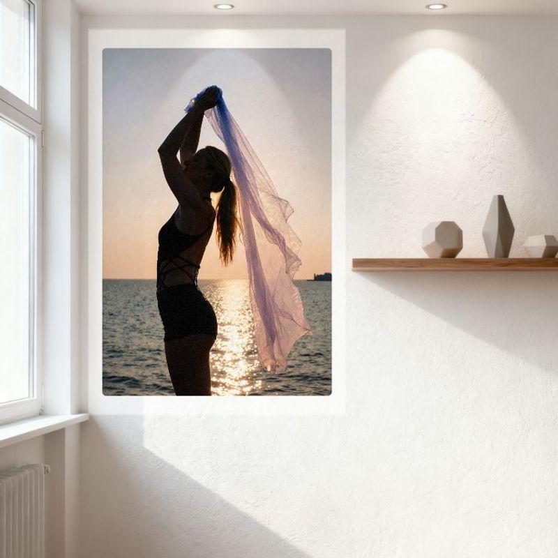 Sexy Woman Sunset Sea Translucent Fabric Metal Tin Sign Vintage Home Bar Pub Wall Decor Art Poster