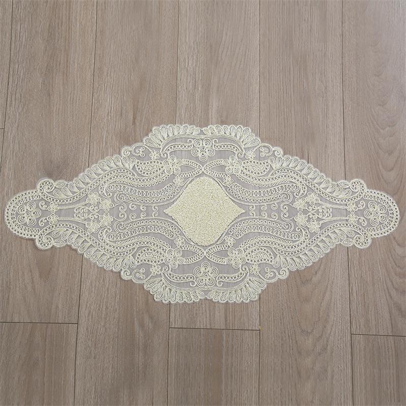 

4 luxurious European-style Beige oval tablecloths for living room coffee tables bedroom wall cabinets wedding party decorations 40x90cm