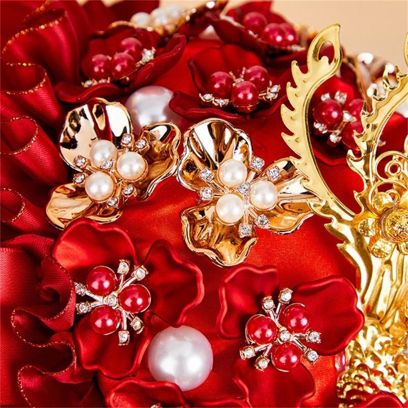 Elegant Chinese Wedding Bridal Bouquets Traditional Modern Design Artificial Flower For Bride Ceremony