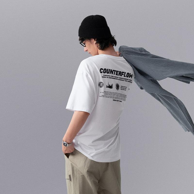 Li Ning CF Letter Print Sweat-Absorbing Cool-Dry Antibacterial Short Sleeve T-Shirt Men T-Shirts Standard-White ATSU601-2