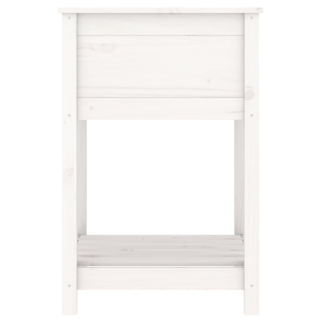 Vidaxl Donica Z Półką, Biała, 54X54X81 Cm, Lite Drewno Sosnowe