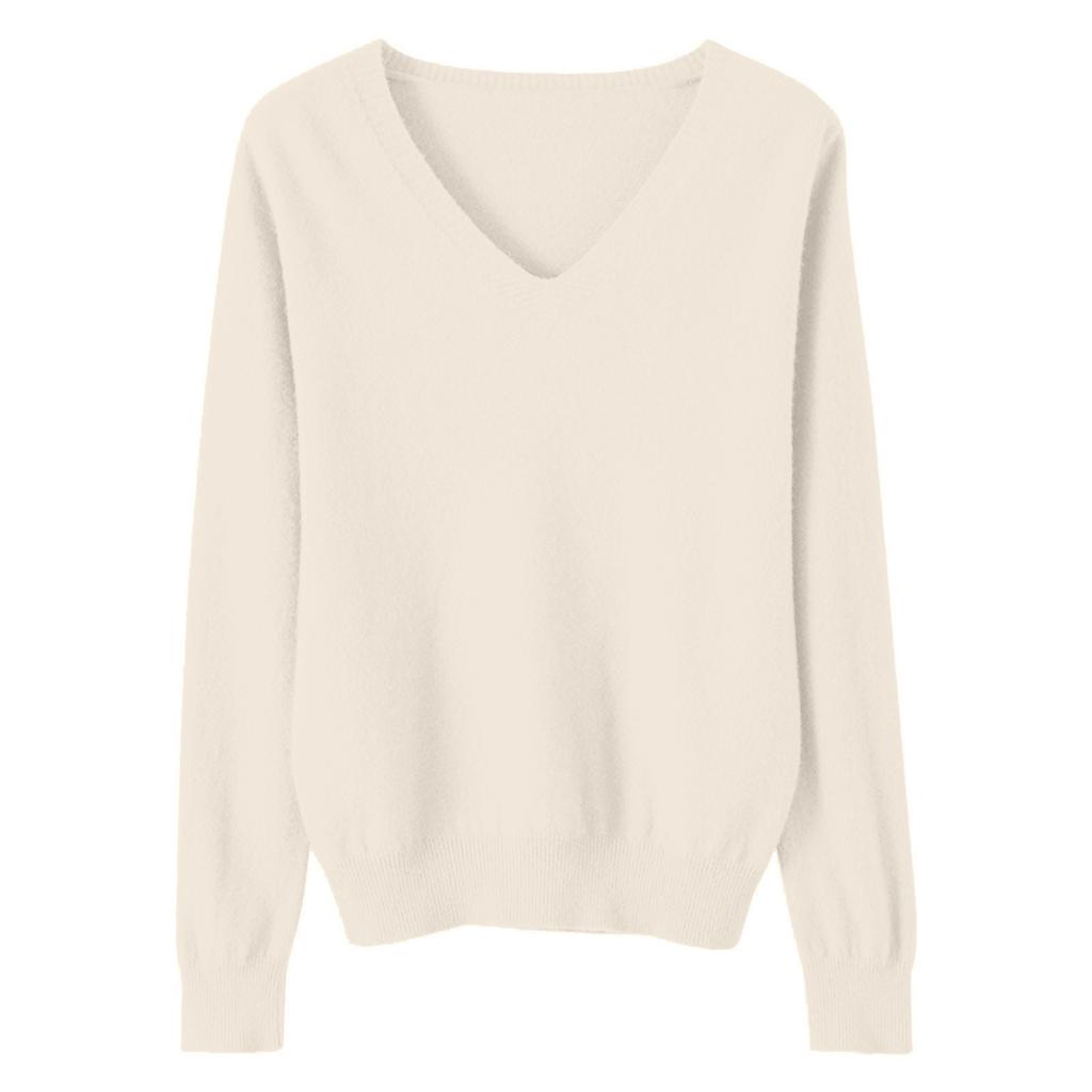 Women's Classic V-Neck Long Sleeve Knit Sweater Soft, Comfortable, and Stylish for Everyday Wear