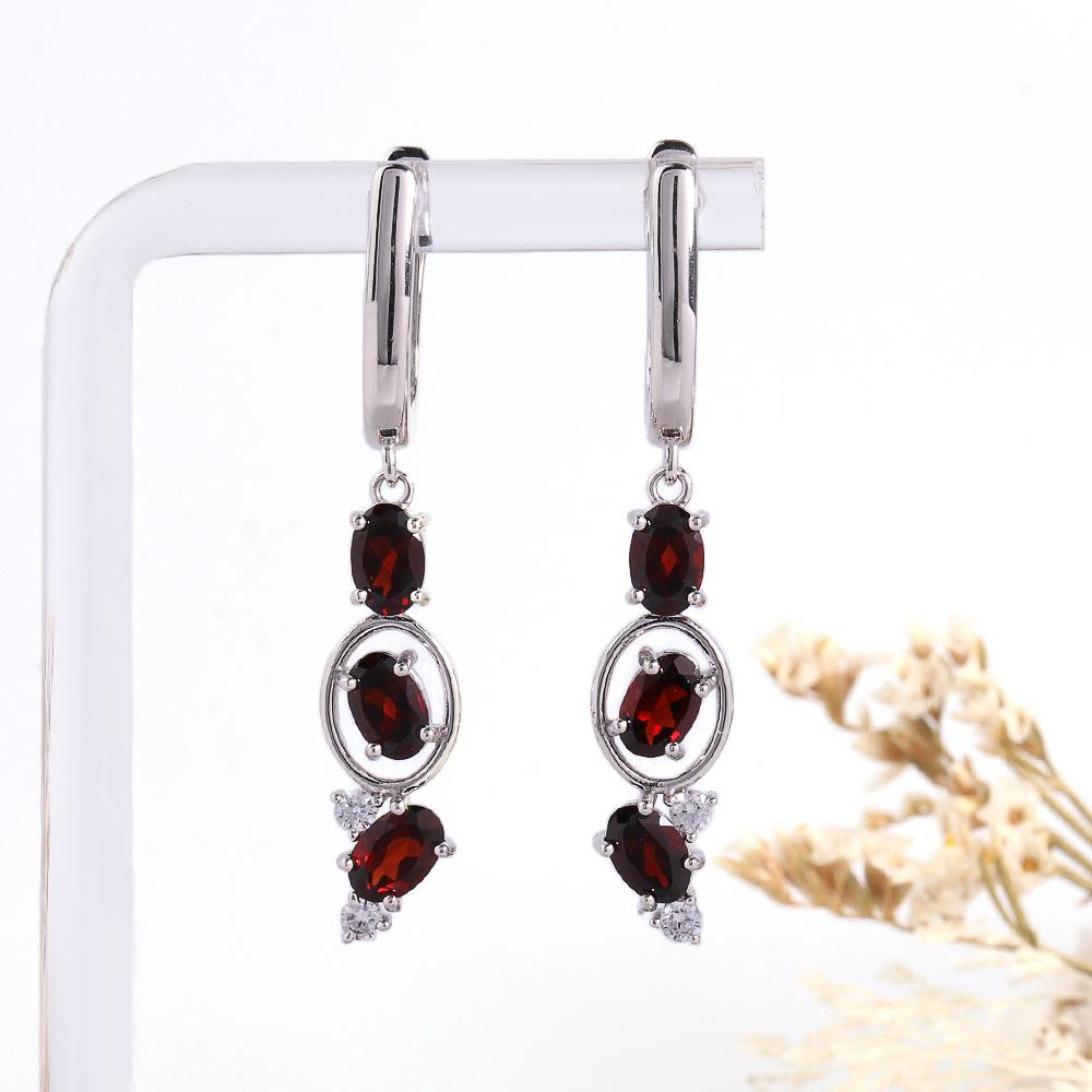 925 Silber Schmuckset mit natürlichen roten Granat-Edelsteinen Ohrringe und Ring für Frauen als schönes Geburtstagsgeschenk