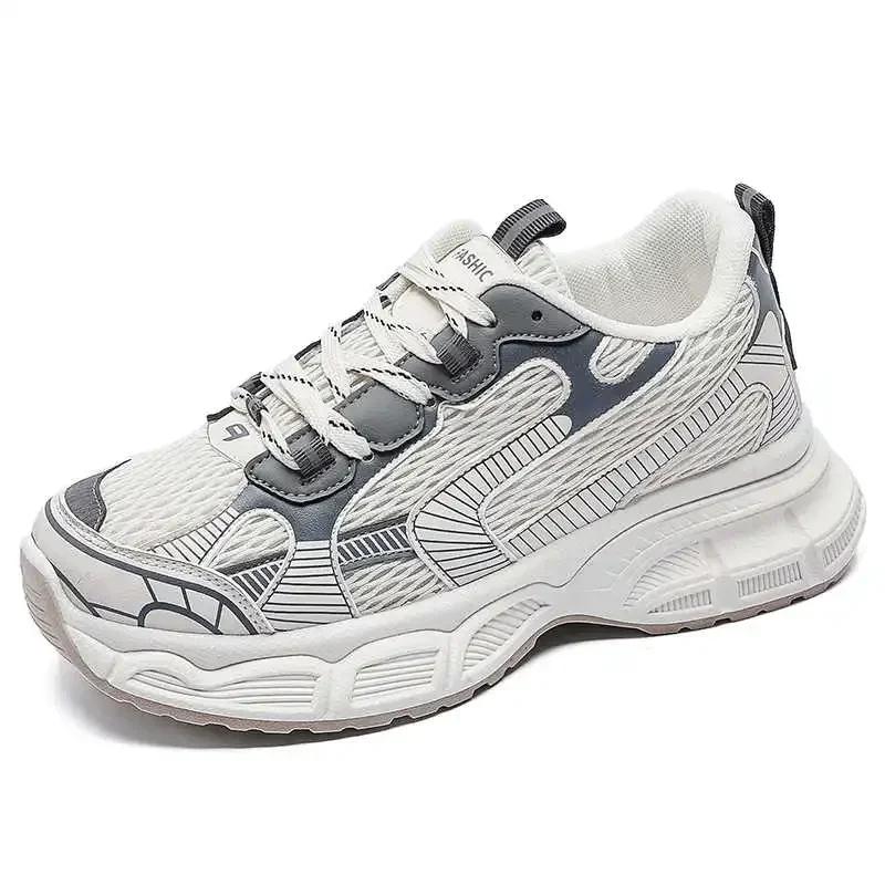 

2025 новые Нескользящие Ботинки на шнуровке Женские Повседневные Женские Туфли Мода Спорт Самые продаваемые Дышащие Увеличивающие рост Массажные 40 бежевый