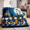 1Pc Pumpkin Parade Moonlight Blanket Soft And Comfortable Casual Warm Camping Travel Christmas Halloween Gift M917101