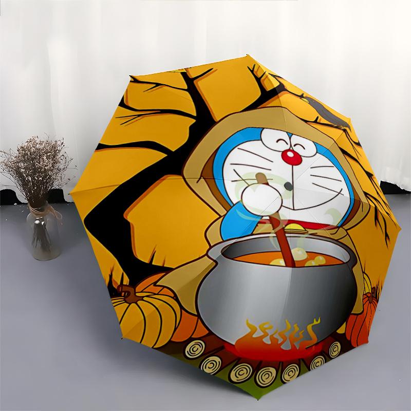 1pc Doraemon's Halloween Adventure Pattern Umbrella, Fashionable, Personalized, High-Value Folding Umbrella, a Must-Have for Summer, 8-Rib Durabl