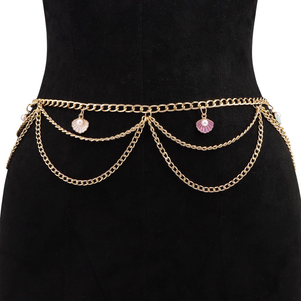 Bohemian Shell Tassel Waist Chain For Women With Metal Tribal Design Summer Accessory