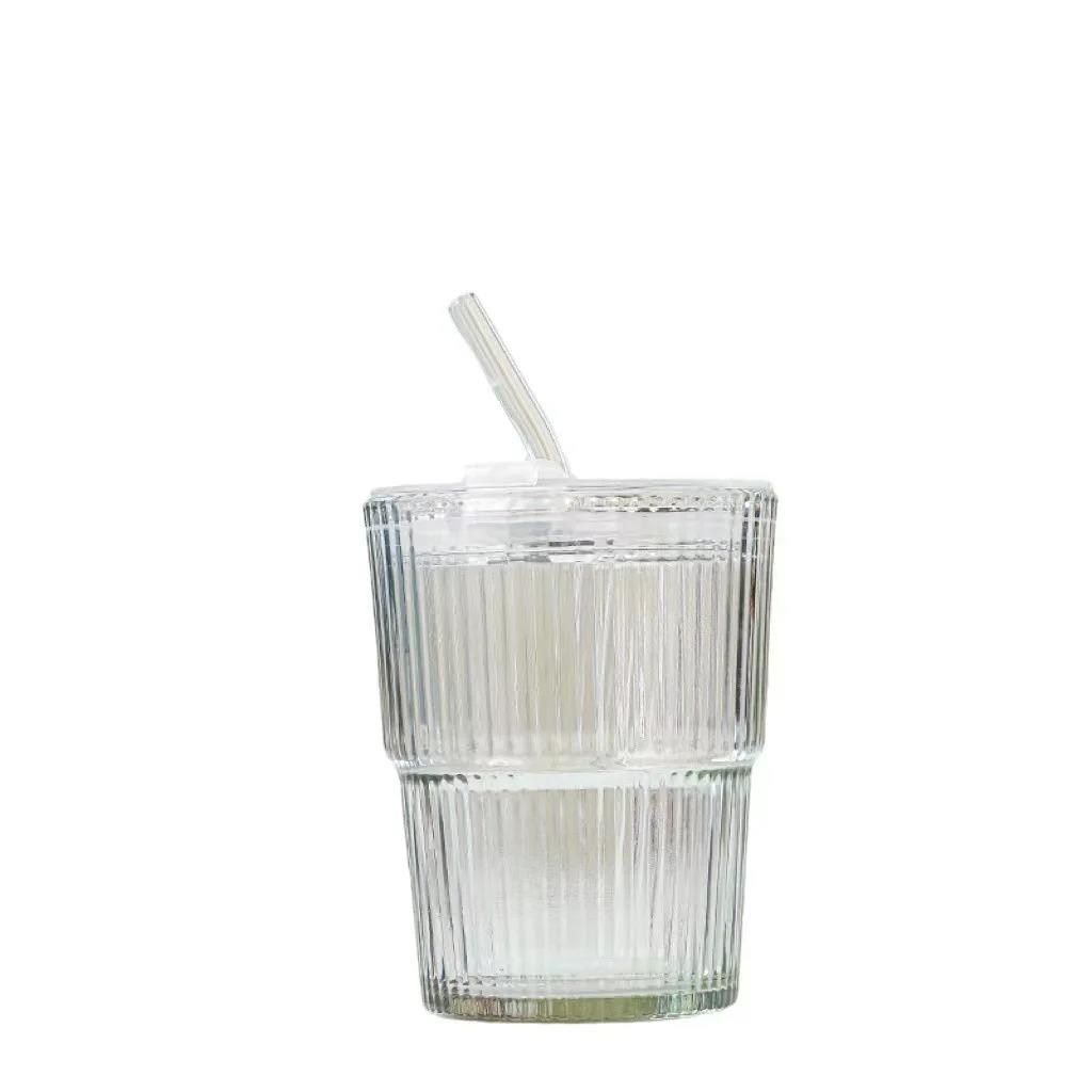 

400 мл сетчатый красный ветер вертикальные полосы Ins кофейный стакан с крышкой и трубочкой для воды красивая чашка для льда американский латте молоко 400ml белый