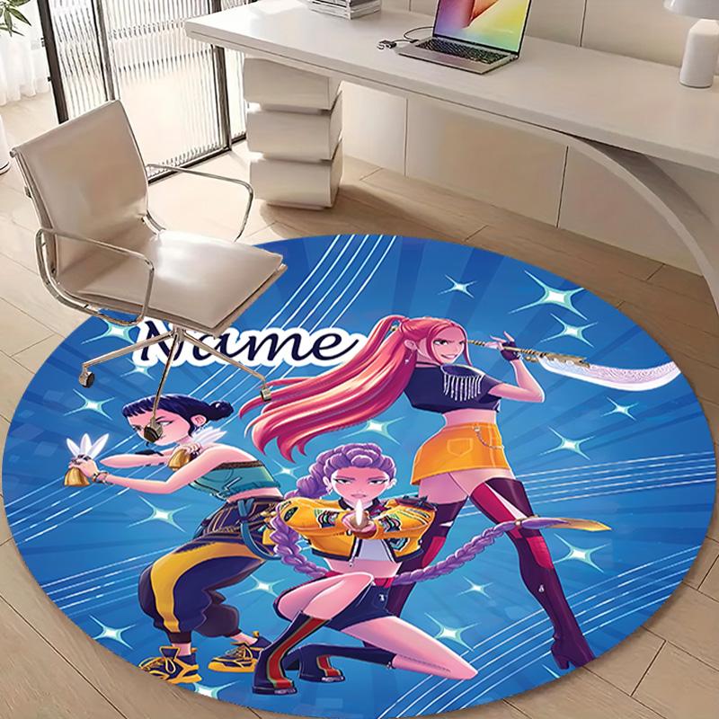 Personalized K-KPop Demon Hunters Round Chair Office Rug - Perfect for Mat, Office Chair & More - Ideal Gift for Birthdays and Holidays