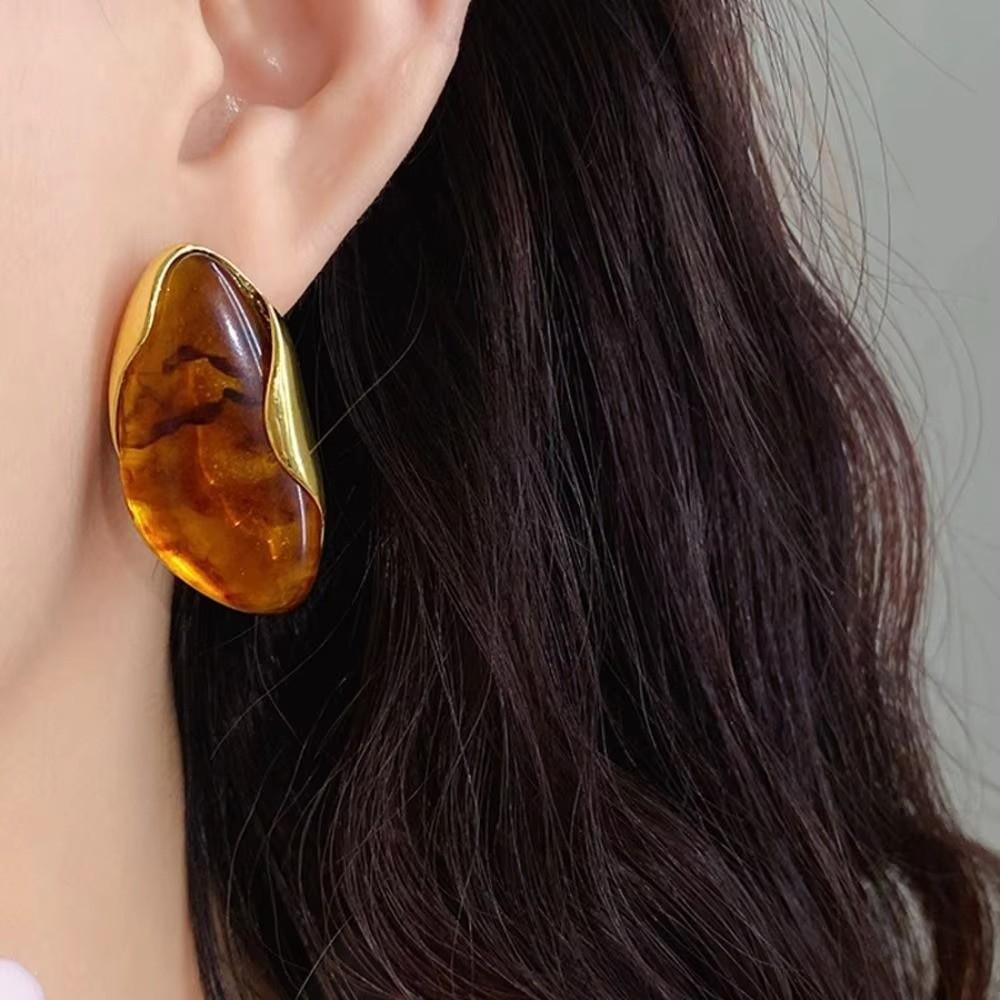 Nieregularne Kolczyki Żywiczne Kolorowe Pozłacane Kolczyki Studs Nowe Geometryczne Kolczyki Y2K