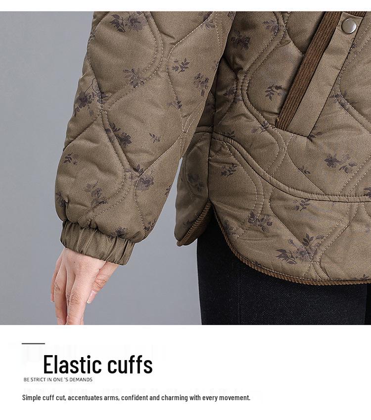 Stylish Plus Size Hooded Winter Coat for Middle-aged Women - Velvet Lined, Mid-length