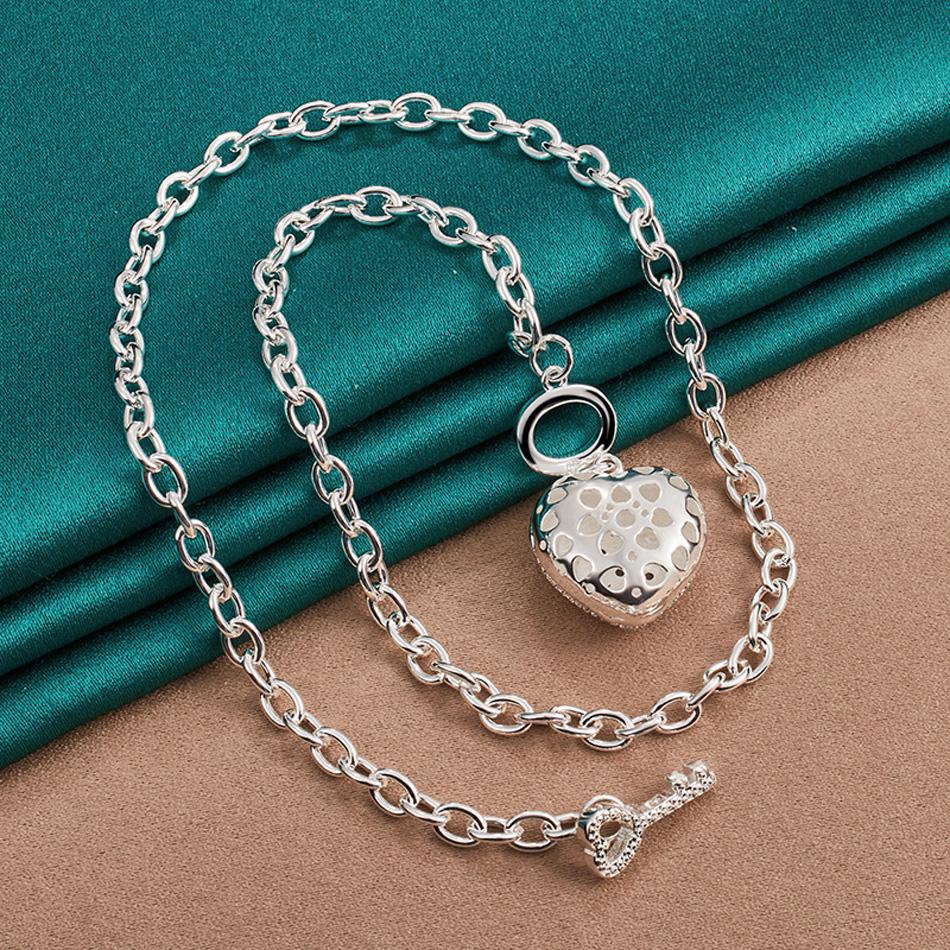 URMYLADY 925 Sterling Silver Heart Zircon Pendant Necklace For Women Wedding Party Fashion Jewelry