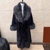 New Autumn and Winter Fur Coat Women's Rabbit Fur Fur Fur Integrated Long Style Real Fox Fur Fur Collar Fashionable Warm Coat Women