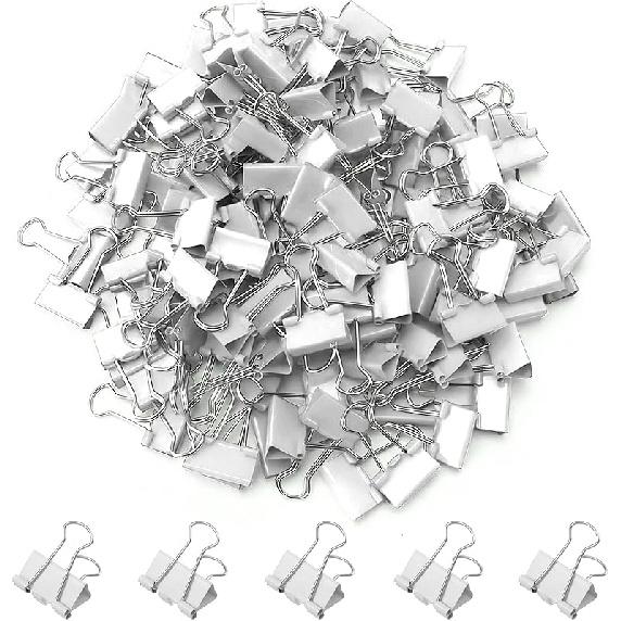 100 Pack Mini Gold Binder Clips 5/8 Inch (15 mm), Colored Little Paper Clamps, Small Tiny Micro Size Paper Clips for Office Home School Business 0.6"