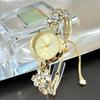 Double Layered Chain Women's Bracelet Watch Rhinestone Quartz Watch  Daily Use