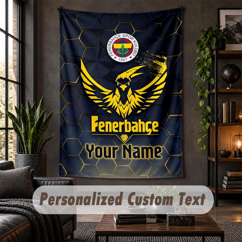 Wall Tapestry Fenerbahçe FC Print Custom Name Text Wall Hanging Home Decor