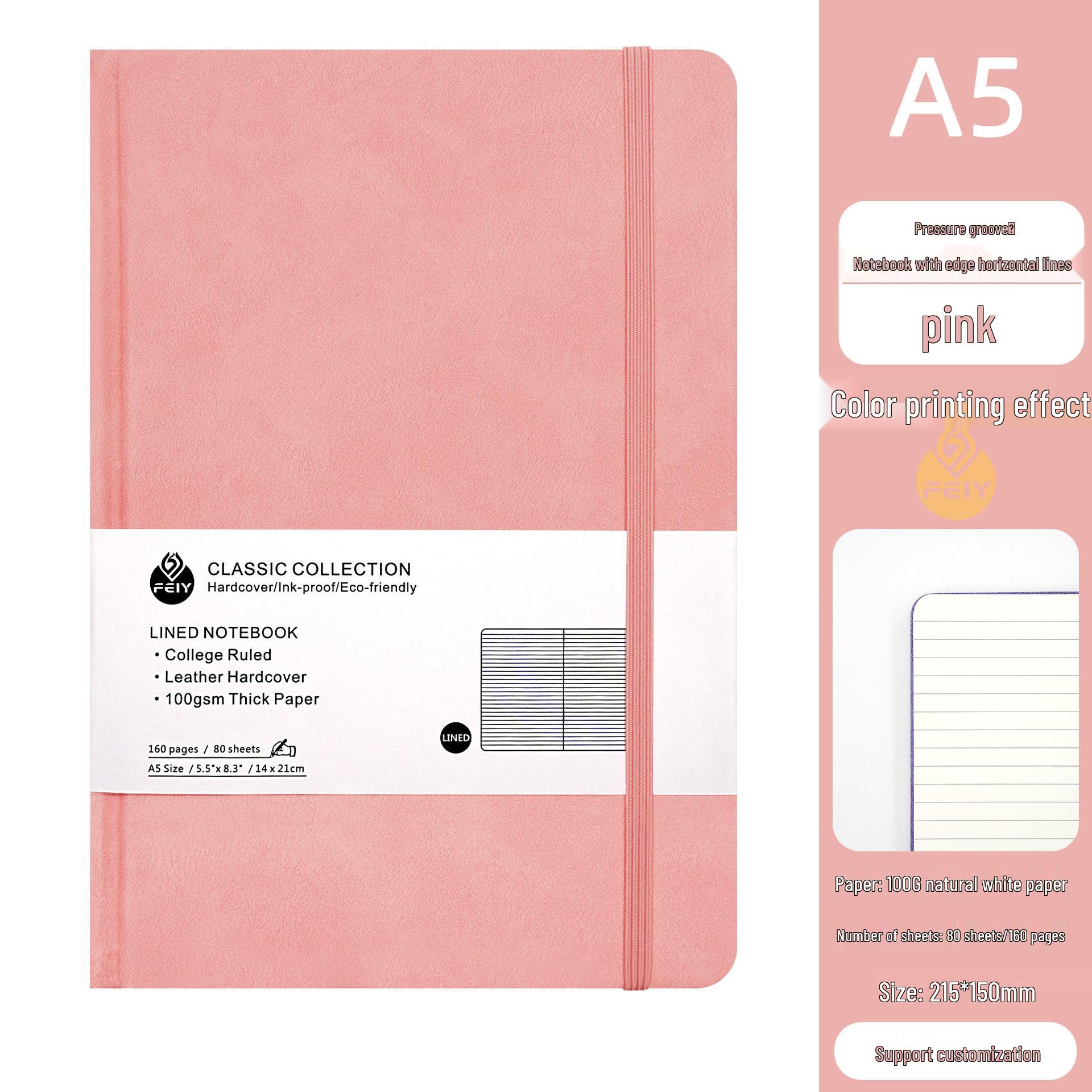 A5 Side-Stitched Business Notebook with Elastic Band and Custom Logo A5 розовый