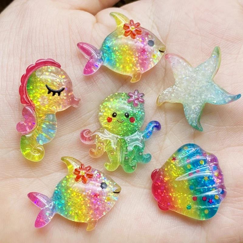 Nové 10/20 ks Cute Resin Mini Shining Ocean Series Plochá záda Kabošony Scrapbooking DIY Šperky Řemeslné dekorace Příslušenství F72