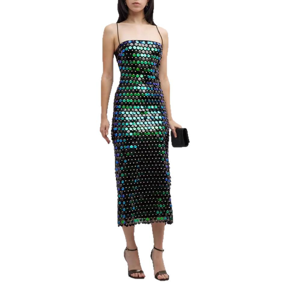 Luxury European & American Spaghetti Strap Sequin Dress: Fashionable Sexy Long Gown for Banquets & Parties.