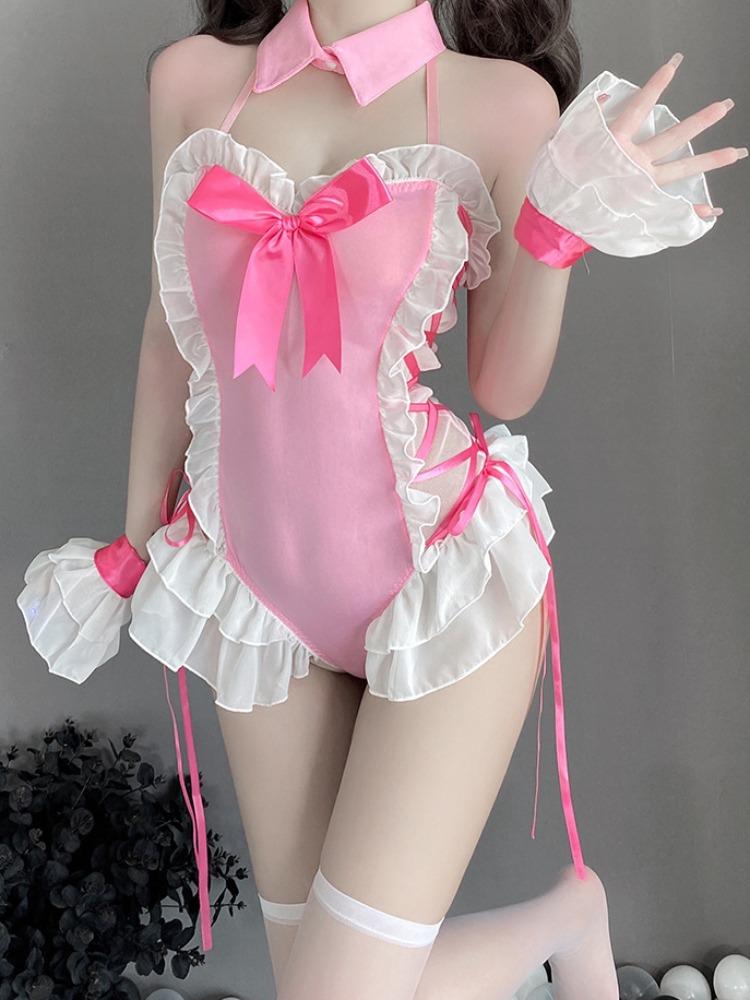 New Christmas Sexy Lingerie Red Velvet Bowknot Bras and Briefs Suit Women Red Color Underwear Sets Adult Sexy New Year Costume