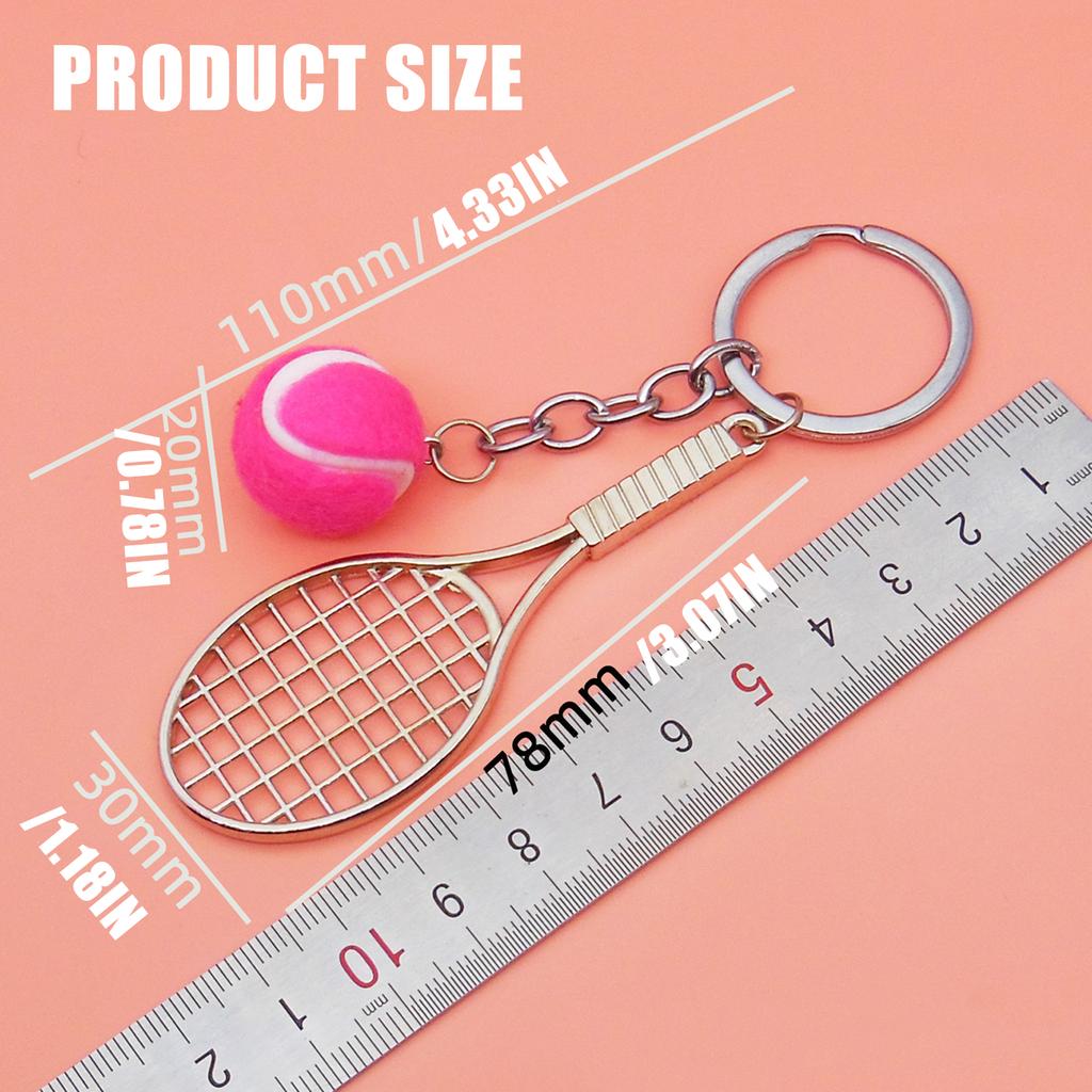 Realistic Tennis Racket Keychain Stylish Zinc Alloy Keyring Handmade Sporty Accessory Gift For Sports Enthusiasts
