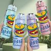 1PC Yummy Burger Food Cartoon 750ml Color Plastic Sports Water Bottle Leakproof Flip Straw Lid Suitable for Sports Office Home Use