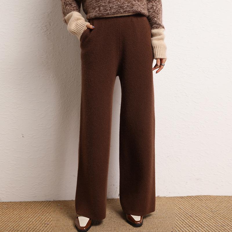 Cashmere High-Waisted Wide-Leg Knit Pants - Autumn/Winter Collection