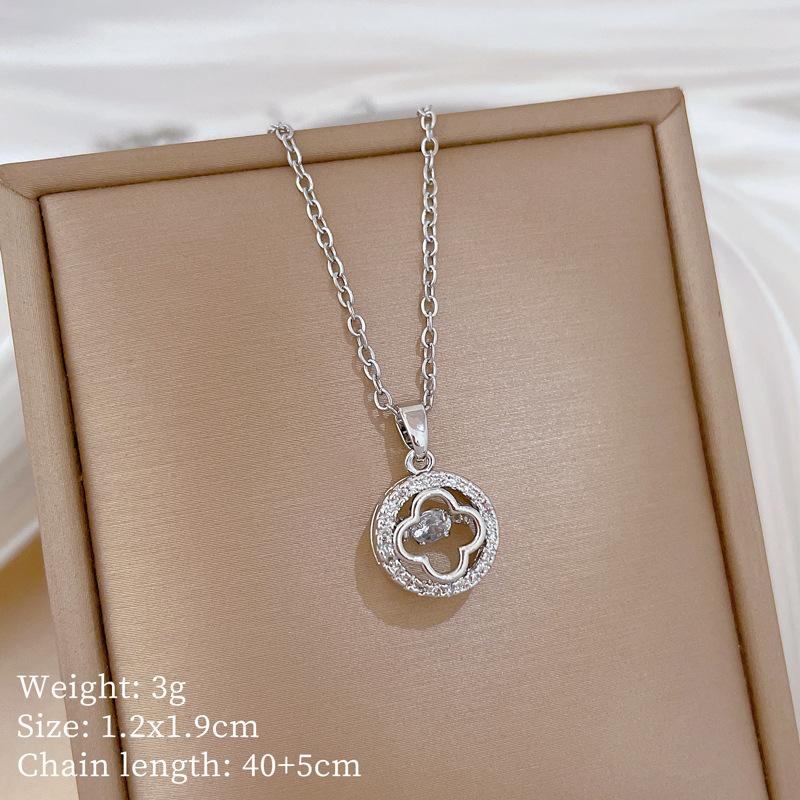 Copper Micro-Inlaid Cross Fashionable Light Luxury Temperament Gorgeous Full Diamond Necklace Female Versatile Collarbone Chain Titanium Steel