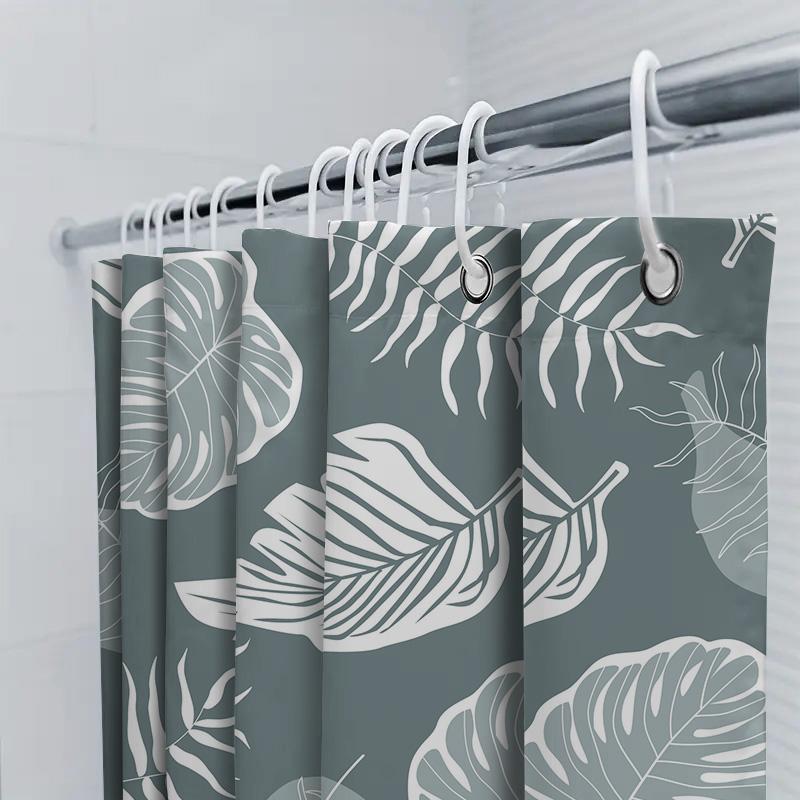 Green Monstera Shower Curtain White Palm Leaf Print Home Decor Waterproof Bath Liner For Bathroom Decorative Size: 72''X84'' (18