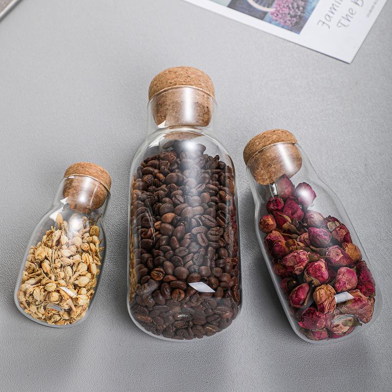 Glass Storage Jar Cork Sealed Jar Household Kitchen Grain Coffee Bean Storage Jar Milk Bottle Storage