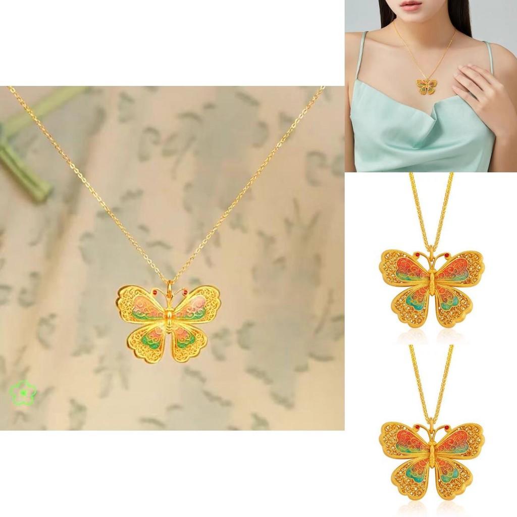 Beautiful Flower Silk Enamel Butterfly Jewelry Set Featuring Adjustable Ring Design