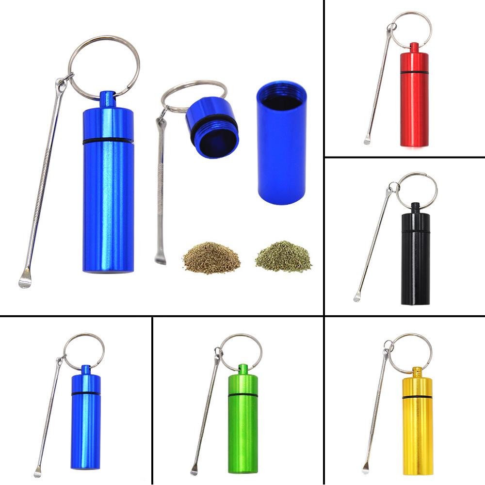 4 Pcs Portable Black Metal Storage Travel Container with Telescopic Spoon