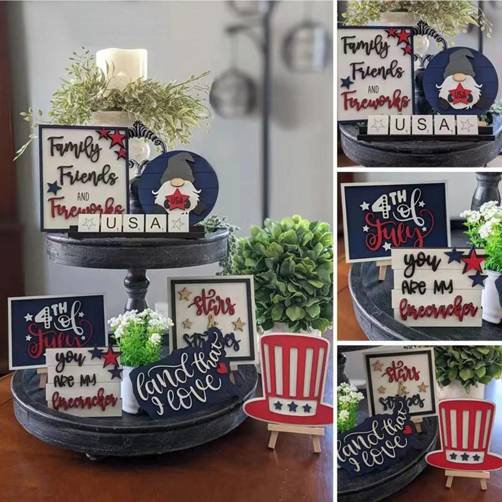 Unabhängigkeitstag-Party-Heimdekoration, geschichtete Tablett-Dekoration, Party-Dekoration
