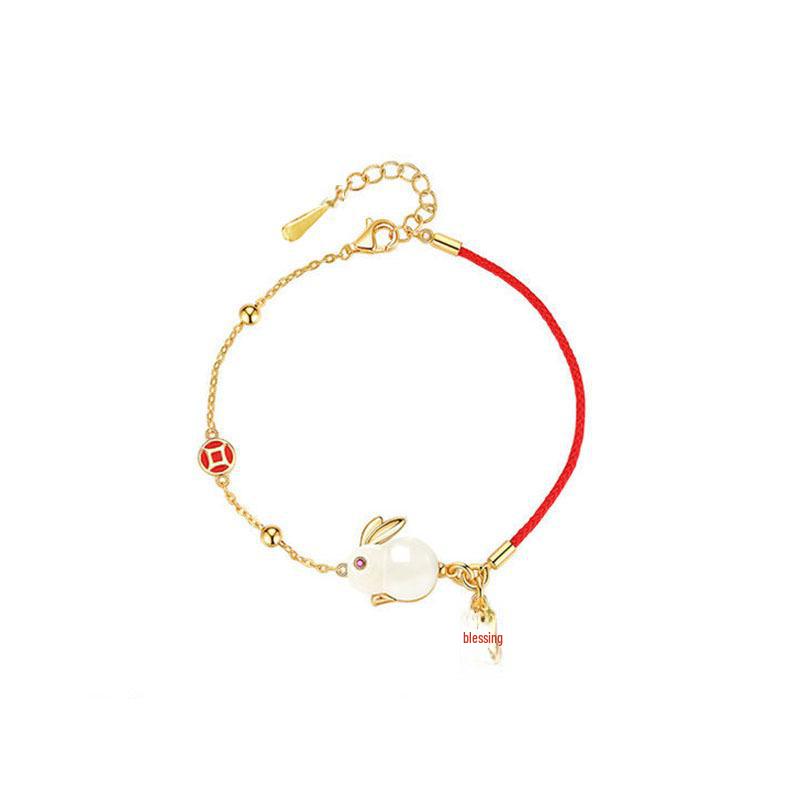 Chinese Jade Rabbit Bracelet - Fresh Literary Fashion for Girlfriend or Bestie's Birthday Gift