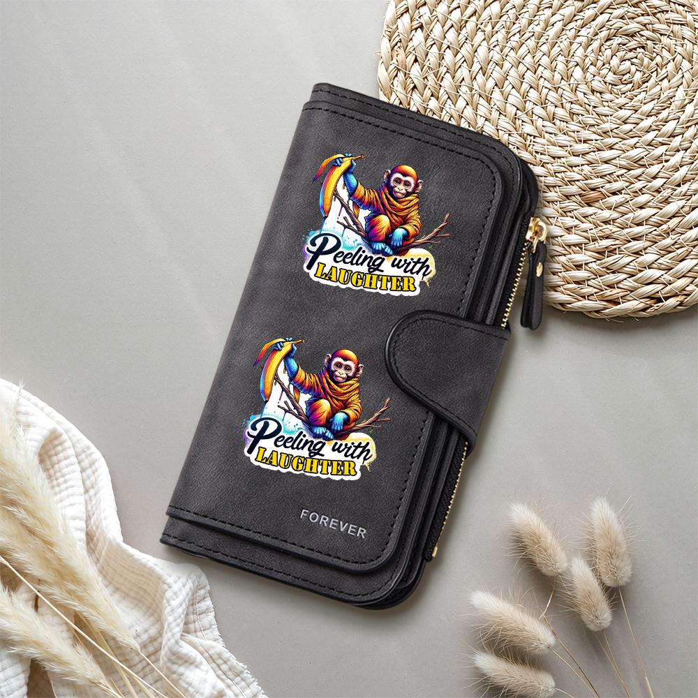 Cute Monkey Print Wallet Fashionable Portable Casual Long Purse for Daily Use