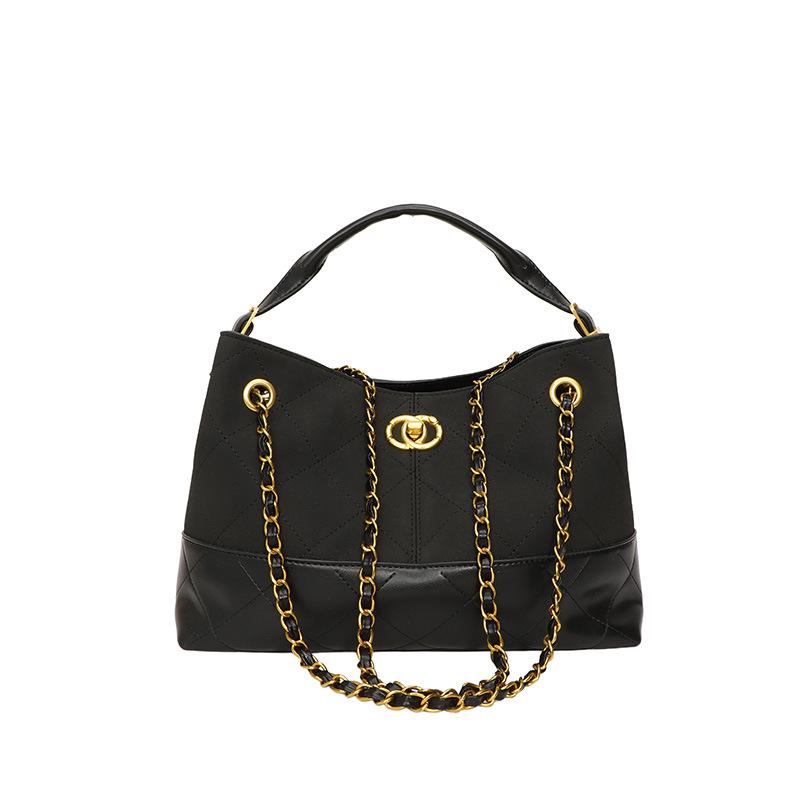 Damen Retro Farbblock Tragetasche mit Kette - Vielseitiger Schulter- & Umhängetaschen-Stil für den täglichen Gebrauch