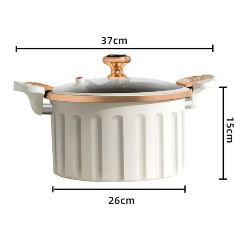 8L Micro Pressure Soup Pot NonStick Frying Stewing Pan Wok Double Ear with Lid Home Induction Cooker Gas Stove Cooking Roman Pot