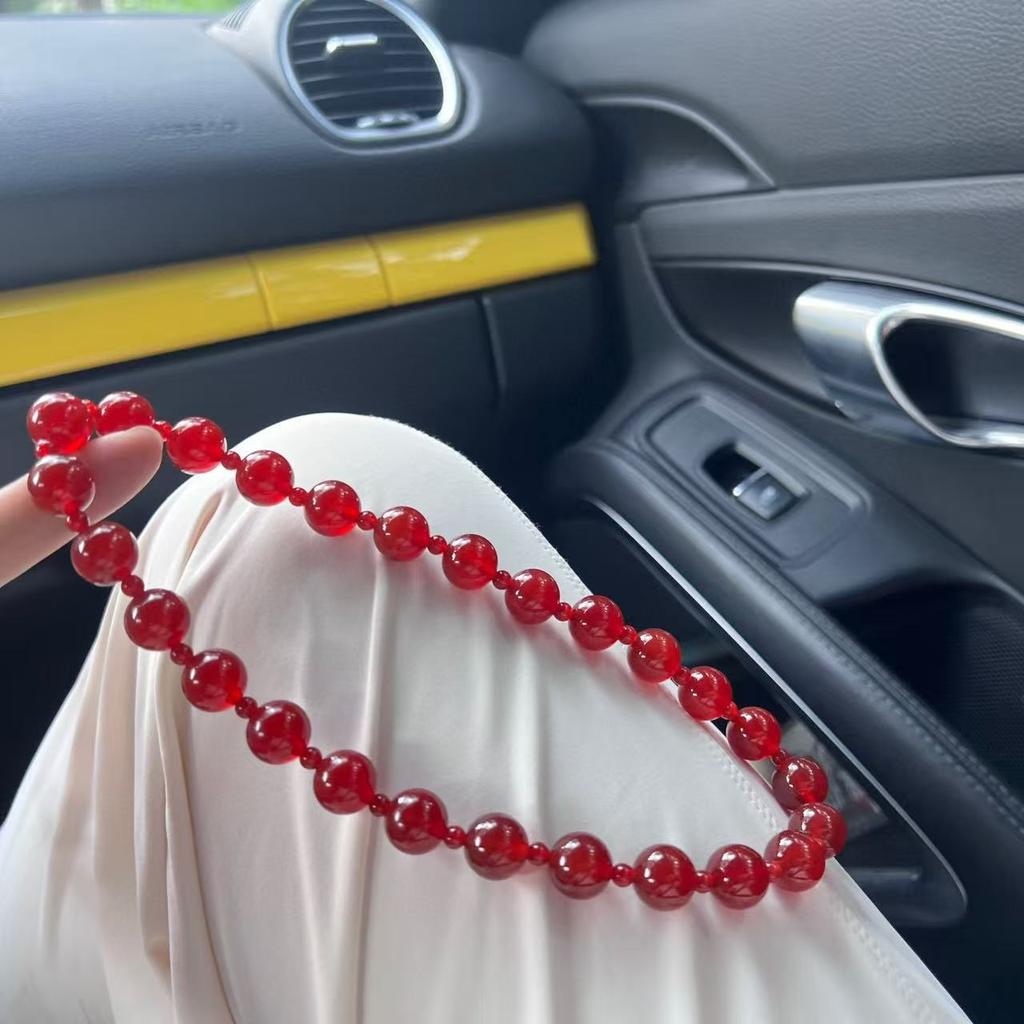 7A High-quality, ice-clear, new pigeon-blood red natural carnelian bracelet, necklace, and string of beads Authenticity guaranteed, re-inspection