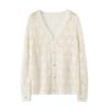Women's V-Neck Cashmere Cardigan: Ethnic Style, Hollow Knit, Elegant, Versatile Sweater for Autumn and Winter