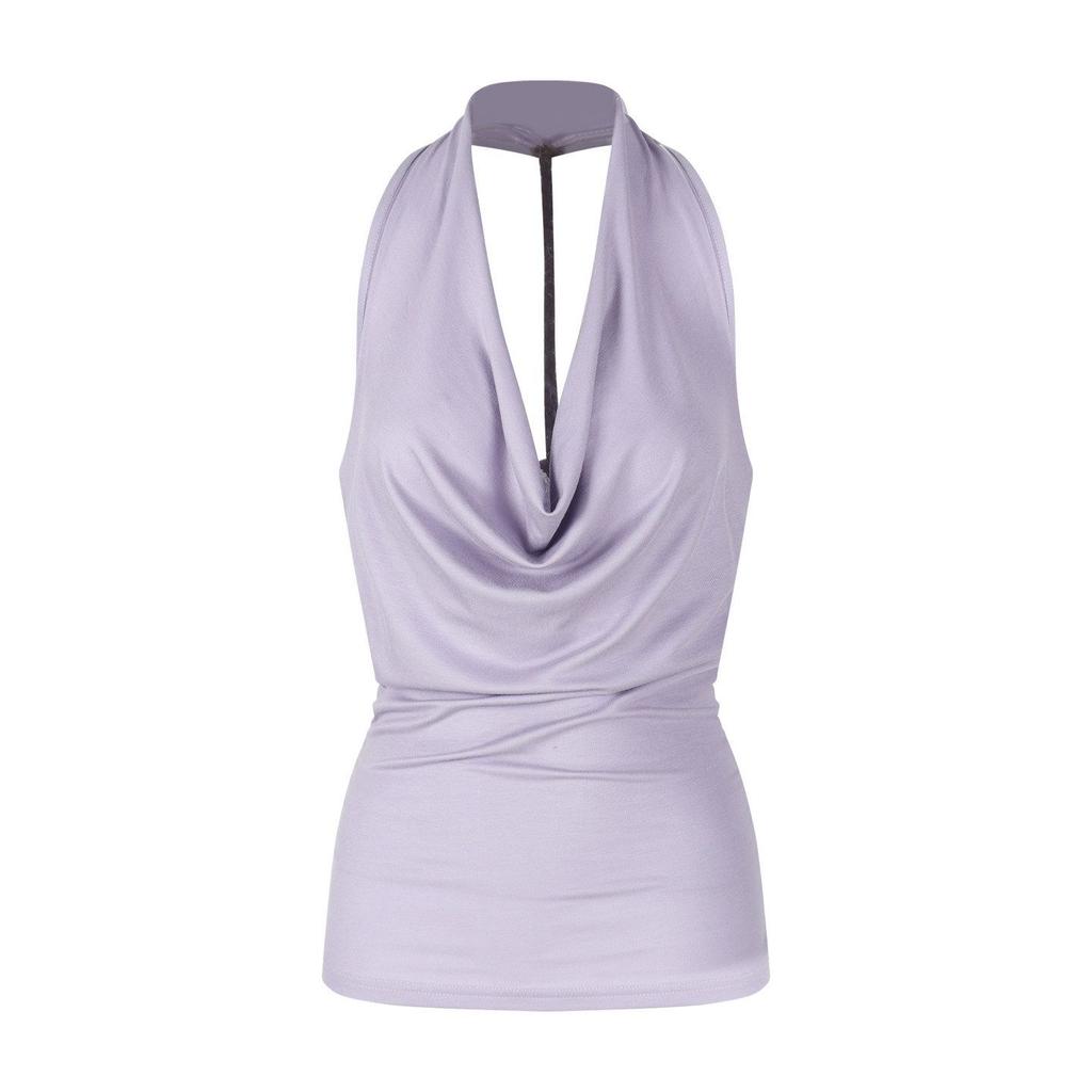 Spice Girl Style Sexy Swinging Collar Neck Sling Vest Women's Early Spring New Slim and Thin High-end Halter Top