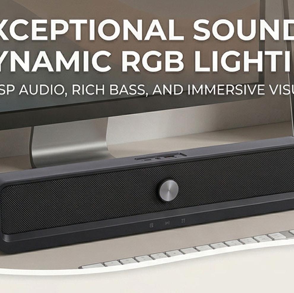 Computer Speaker Bluetooth 6.0 USB Powered PC Speaker with RGB Light 3.5mm AUX 2.0 Channel for Laptop