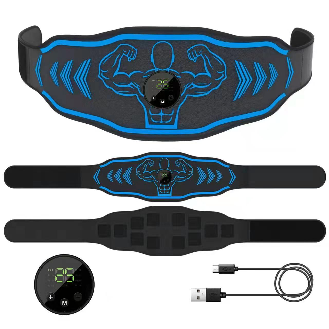 

Пояс для тренировки пресса EMS, стимулятор мышц живота, электрические тонизирующие ремни, USB-пояс для талии, живота, потеря веса, домашний тренажерный зал, фитнес-массажер синий