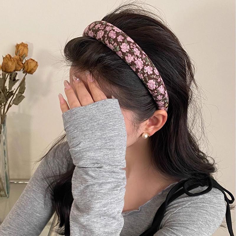 Rose Red Wide-brimmed Sponge Hair Band Women Fairy Temperament Headband Tweed Head Hoop Hairband Princess Girls Hair Accessories