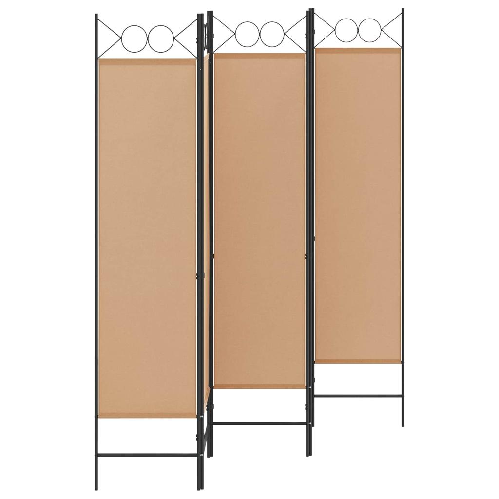 5 Panel Room Divider Beige 200 X 180 Cm Fabric