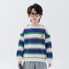 Boys' Fleece-Lined Striped Crewneck Hoodie - 2025 Autumn/Winter, Thick Long-Sleeve, Fashionable for Older Children