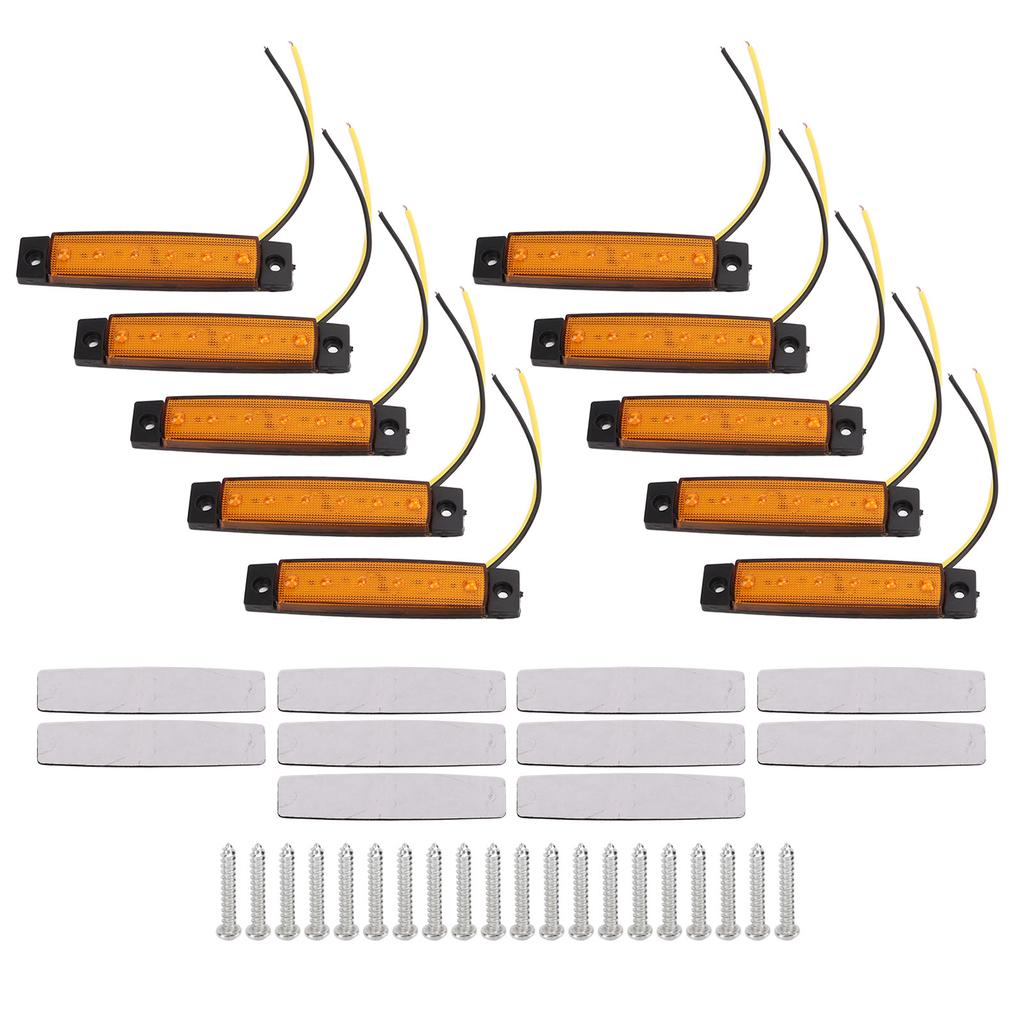10PCS 6LEDs Side Marker Lights Amber Lighting DC12V IP68 Waterproof Multiple Purpose for Trucks