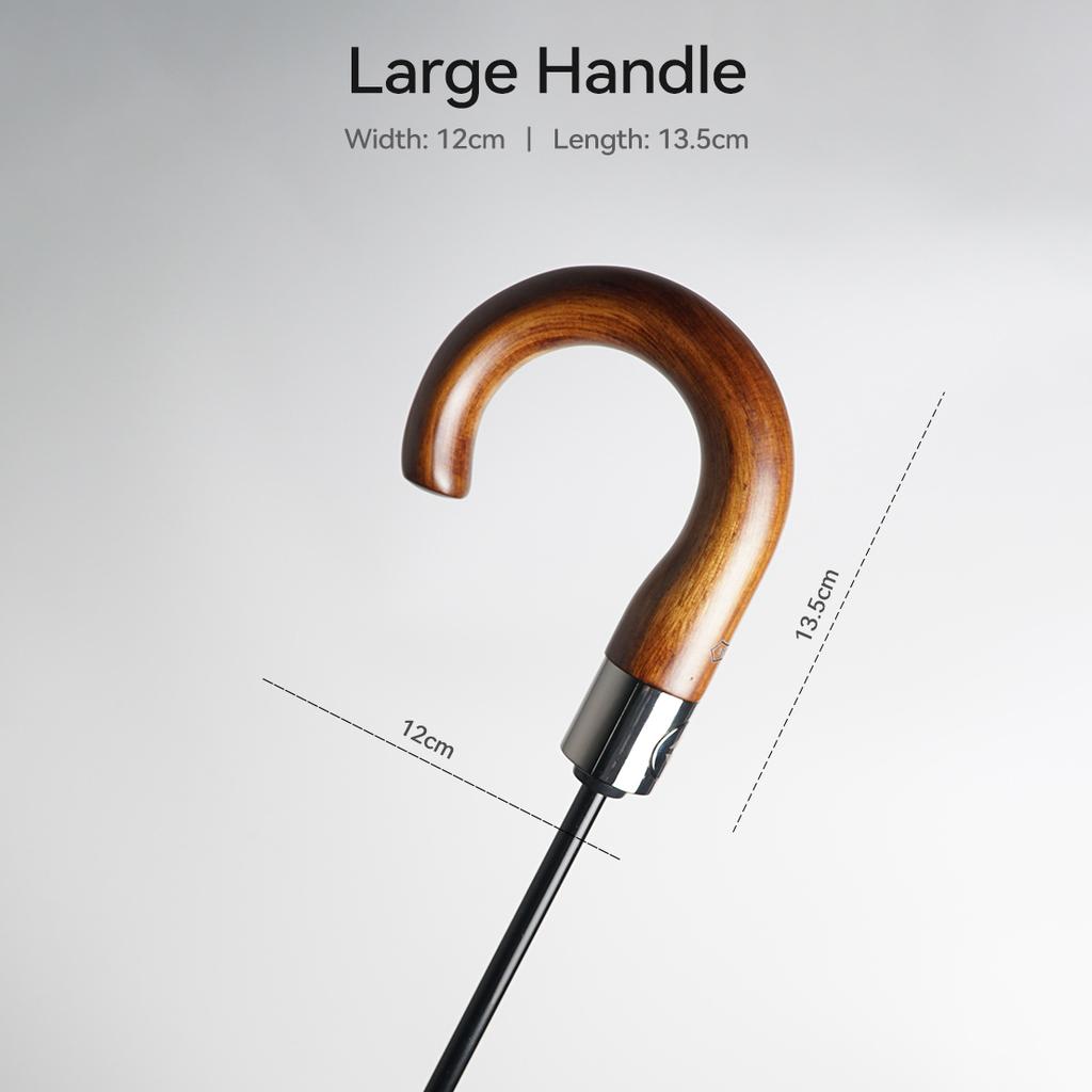 Wooden Large Umbrella Windproof Strong, UV Protection Sun Umbrella for Men, Business Style Golf Folding Umbrella