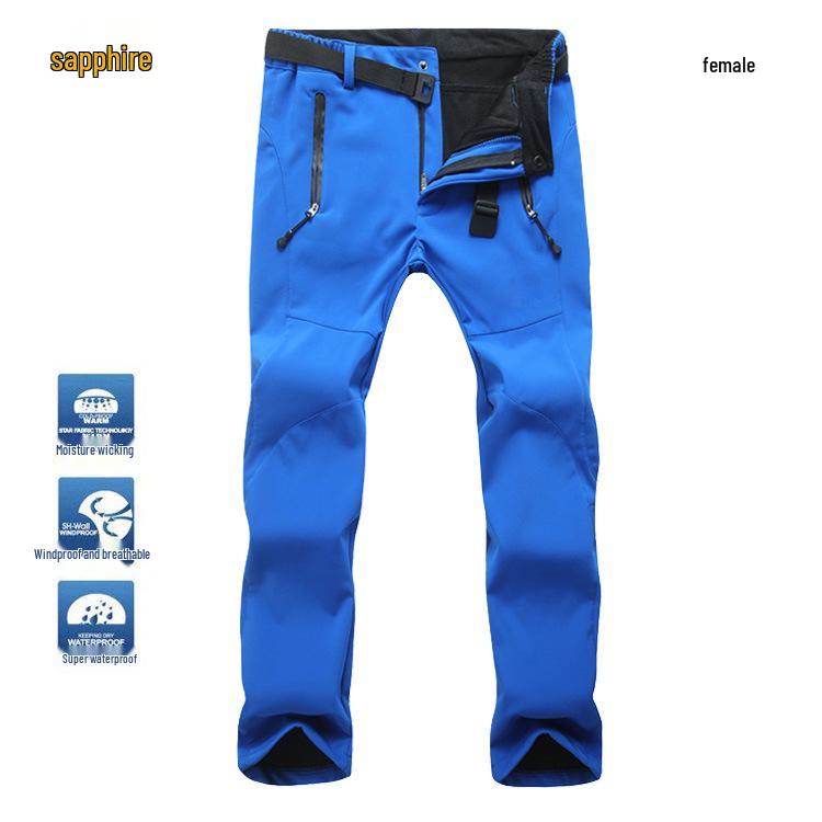 Men's and Women's Windproof Softshell Fleece Pants for Skiing, Mountaineering, and Outdoor Sports - Slim Fit, Plus Size, Autumn/Winter.