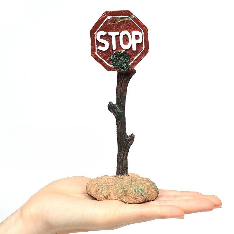 1Pc Resin Aquarium Decoration Ornaments Artificial Shark Warning Sign Landscaping Accessories for Fish